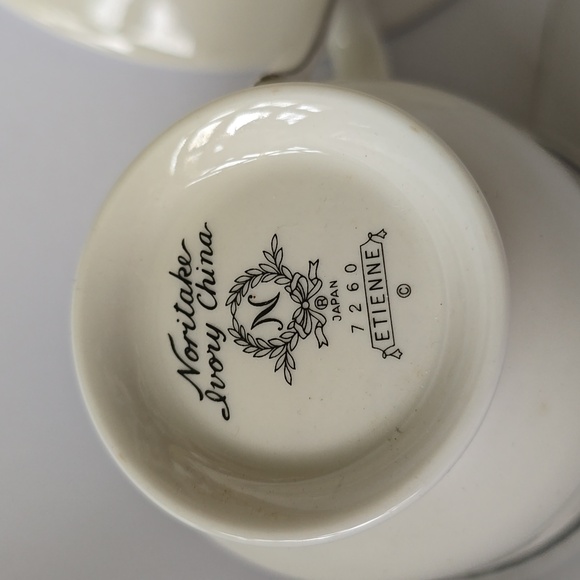 Noritake Etienne Ivory China Footed Coffee Mug Tea Cup And Saucer 7260 Japan - Picture 16 of 16